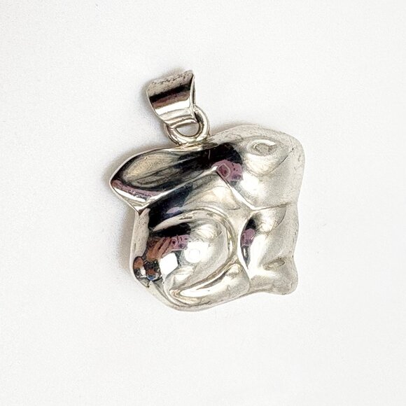VTG Sterling Silver 925 Bunny Rabbit Puffed Design Pendant Size 1" Length - Picture 11 of 14